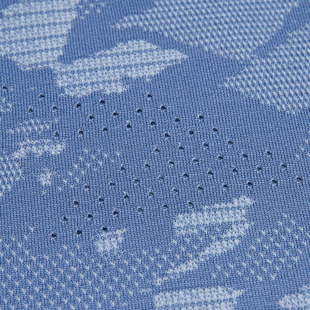Lululemon Mosaic Multiply Water Drop Blue Linen Train to Be Short Sleeve Shirt 8